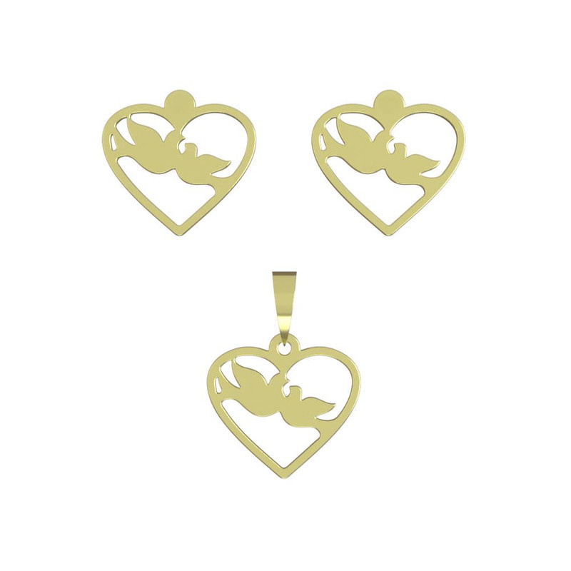 نیم ست طلا 18 عیار زنانه مدوپد مدل قلب و پرنده کد NA11048