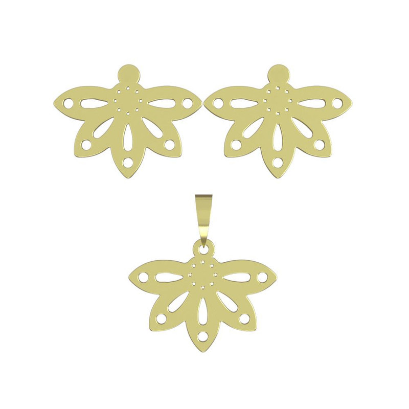 نیم ست طلا 18 عیار زنانه مدوپد مدل گل کد NA11050