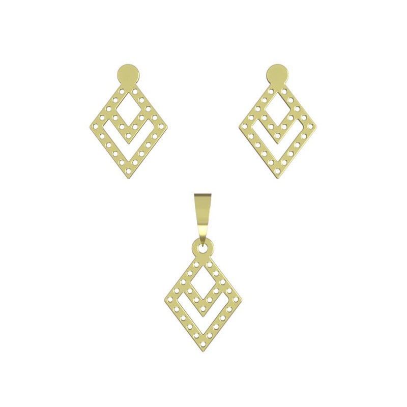 نیم ست طلا 18 عیار زنانه مدوپد مدل لوزی کد NA11060