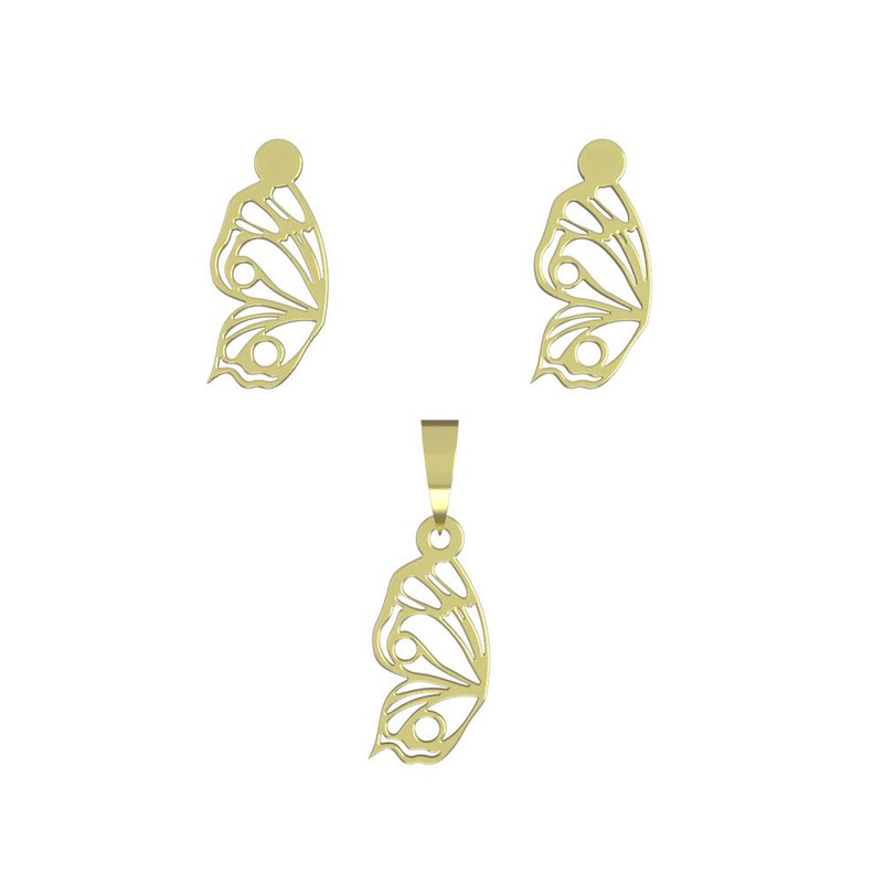 نیم ست طلا 18 عیار زنانه مدوپد مدل بال پروانه کد NA11066