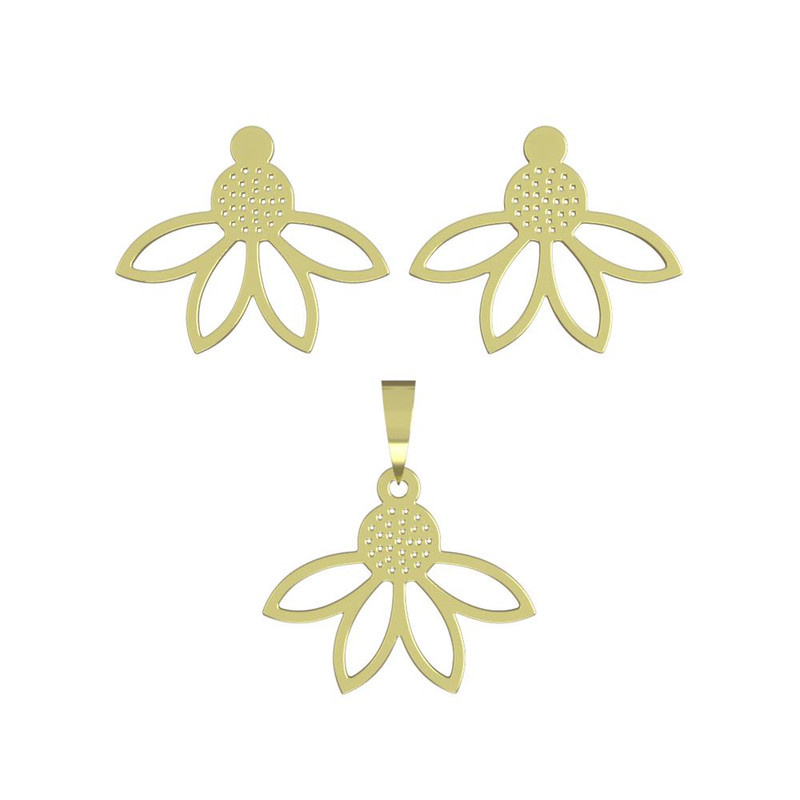 نیم ست طلا 18 عیار زنانه مدوپد مدل گل کد NA11067