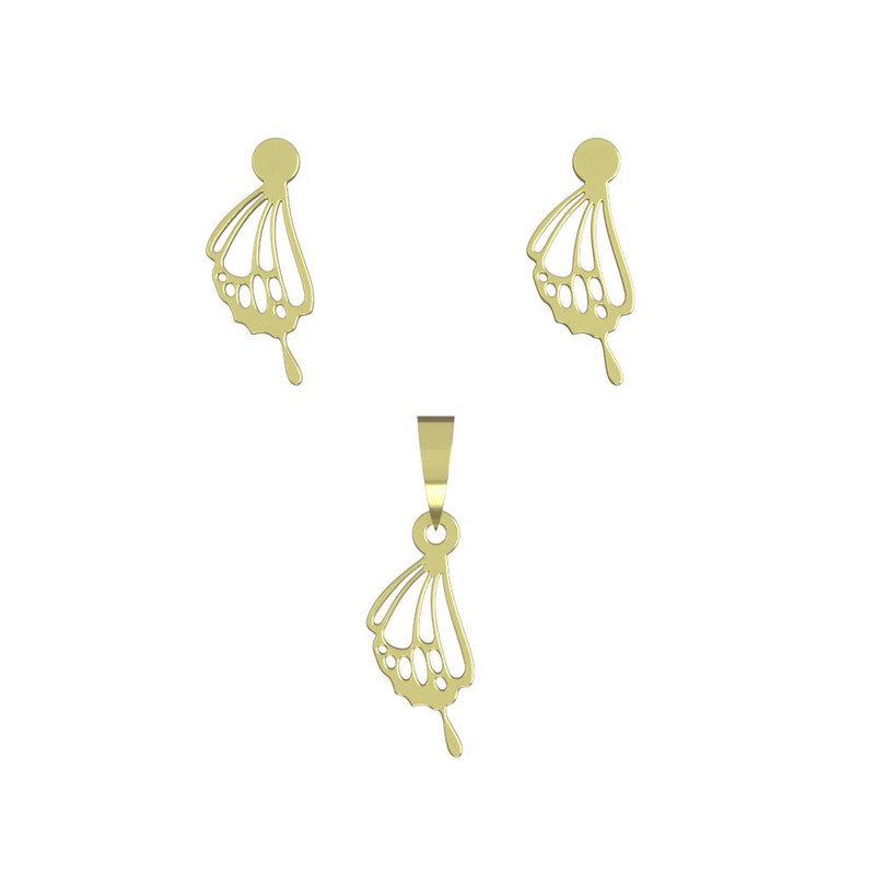 نیم ست طلا 18 عیار زنانه مدوپد مدل بال پروانه کد NA11076