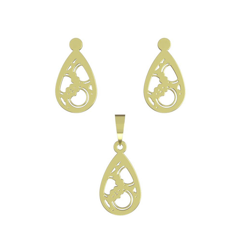 نیم ست طلا 18 عیار زنانه مدوپد مدل اشک کد NA11087