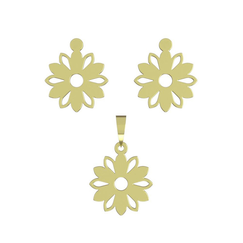 نیم ست طلا 18 عیار زنانه مدوپد مدل گل کد NA11096