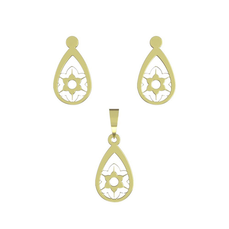 نیم ست طلا 18 عیار زنانه مدوپد مدل گل کد NA11107 نیم ست طلا 18 عیار زنانه مدوپد مدل گل کد NA11107