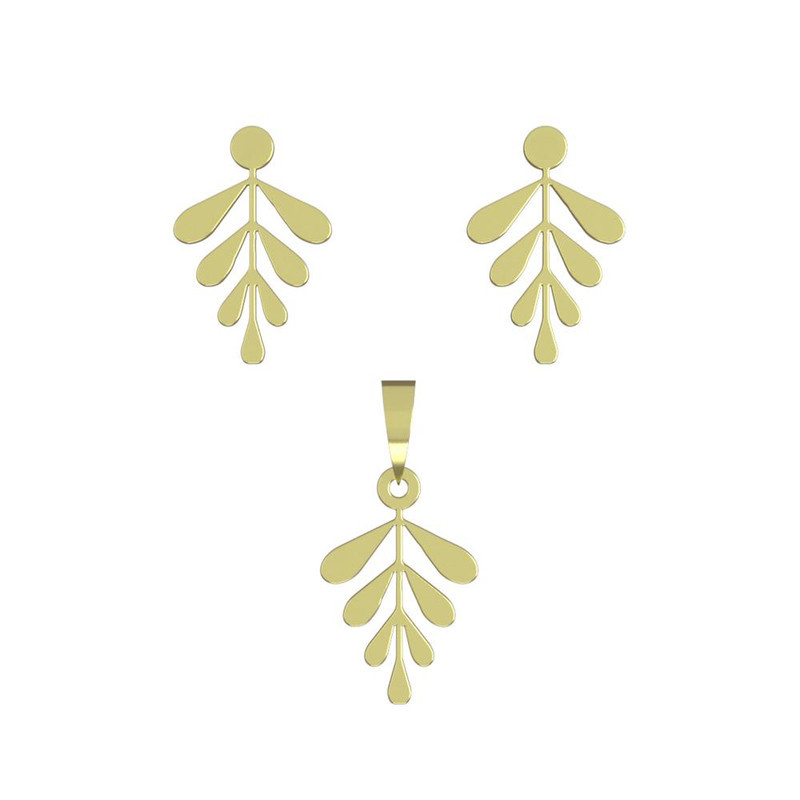 نیم ست طلا 18 عیار زنانه مدوپد مدل برگ کد NA11113