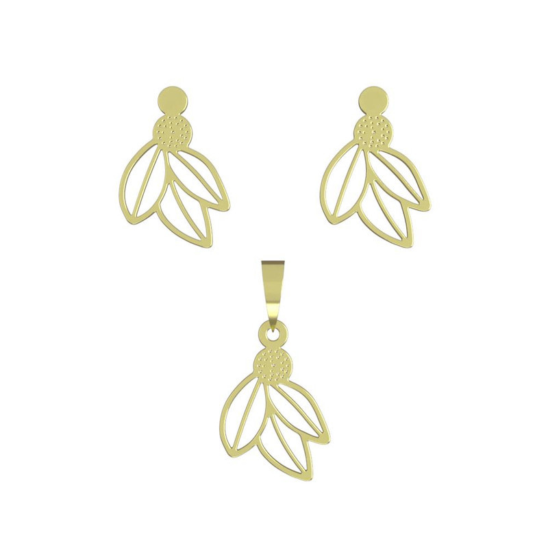 نیم ست طلا 18 عیار زنانه مدوپد مدل برگ کد NA11123