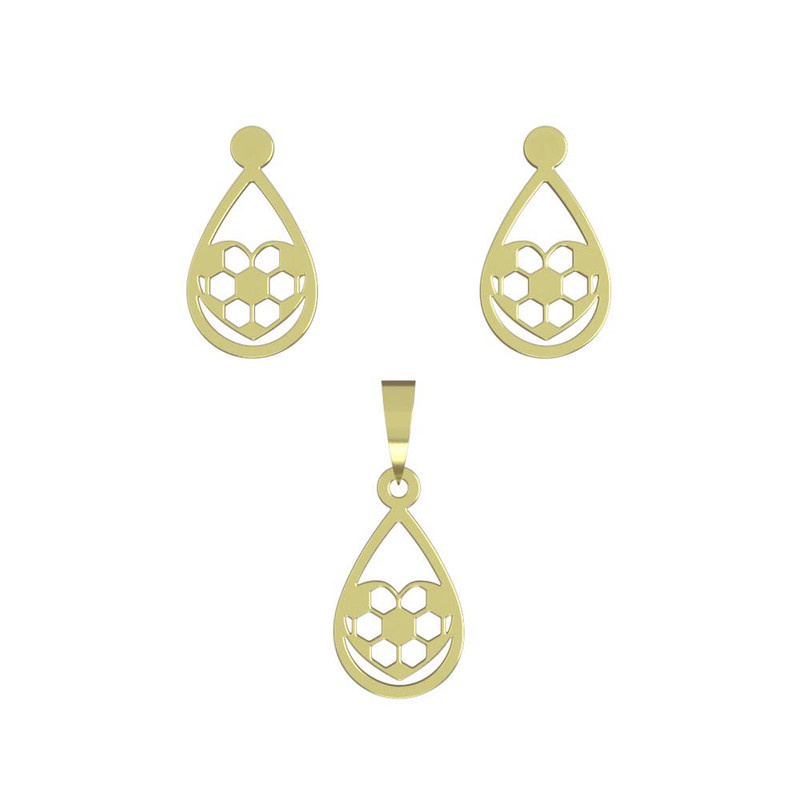 نیم ست طلا 18 عیار زنانه مدوپد مدل قلب فوتبالی کد NA11163