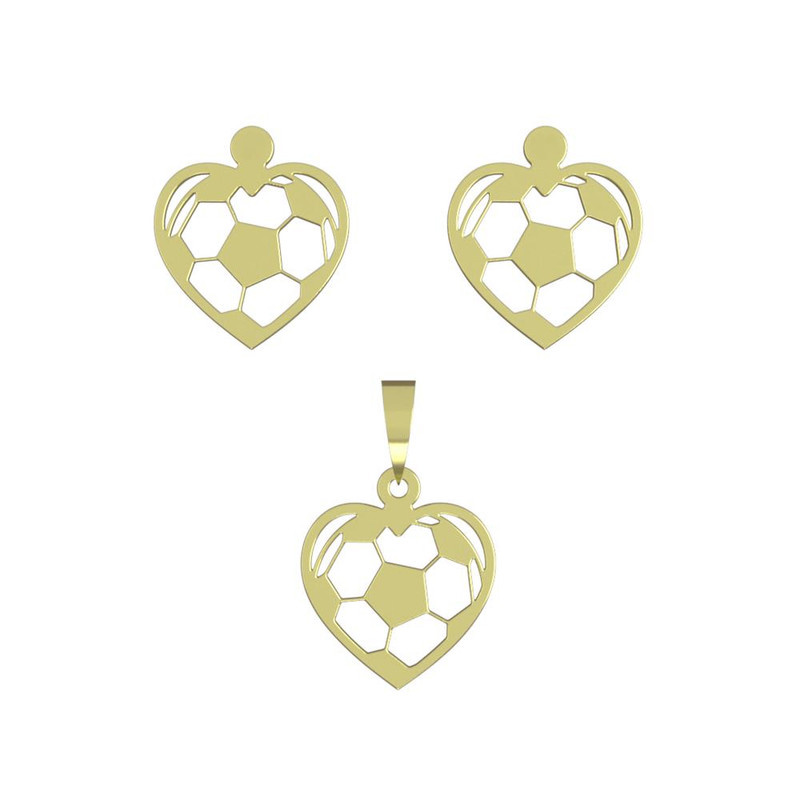 نیم ست طلا 18 عیار زنانه مدوپد مدل قلب فوتبالی کد NA11173