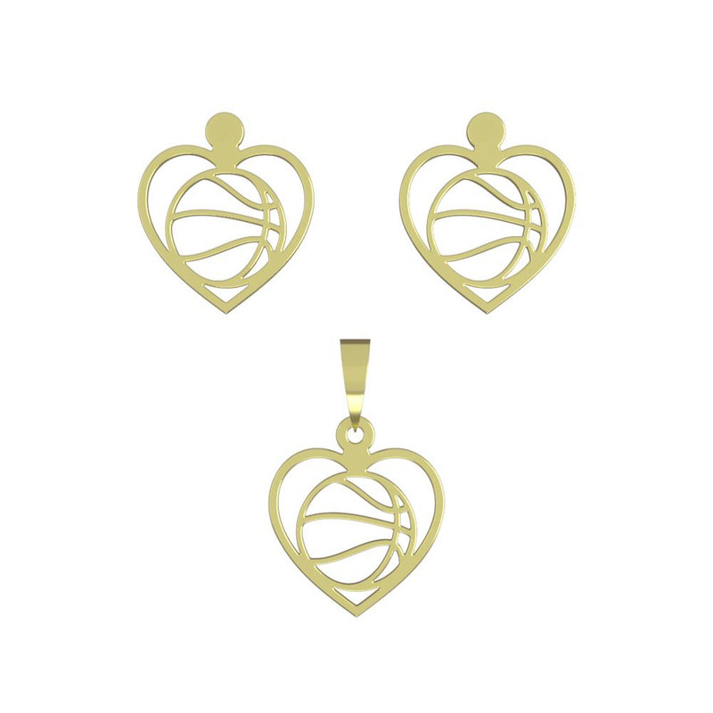 نیم ست طلا 18 عیار زنانه مدوپد مدل قلب و توپ بسکتبال کد NA11178