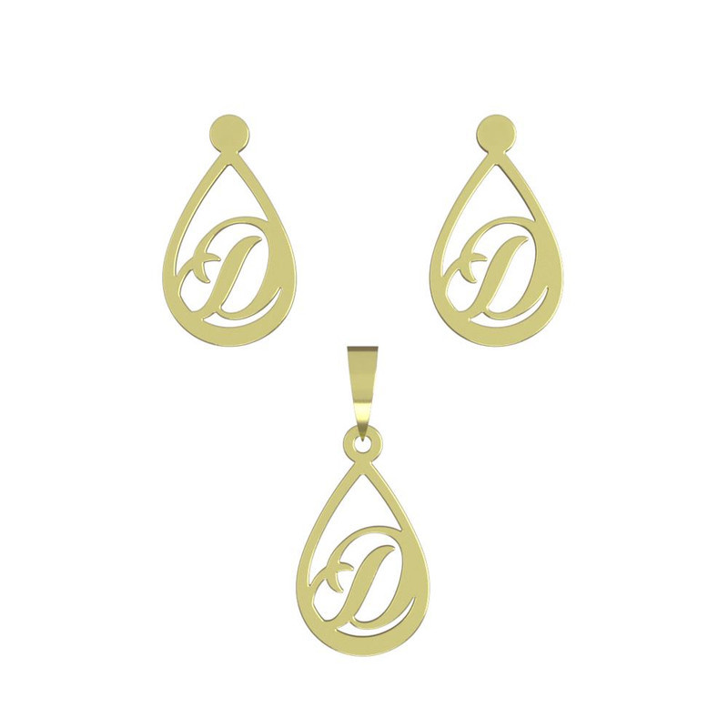 نیم ست طلا 18 عیار زنانه مدوپد مدل حرف D کد NA11182