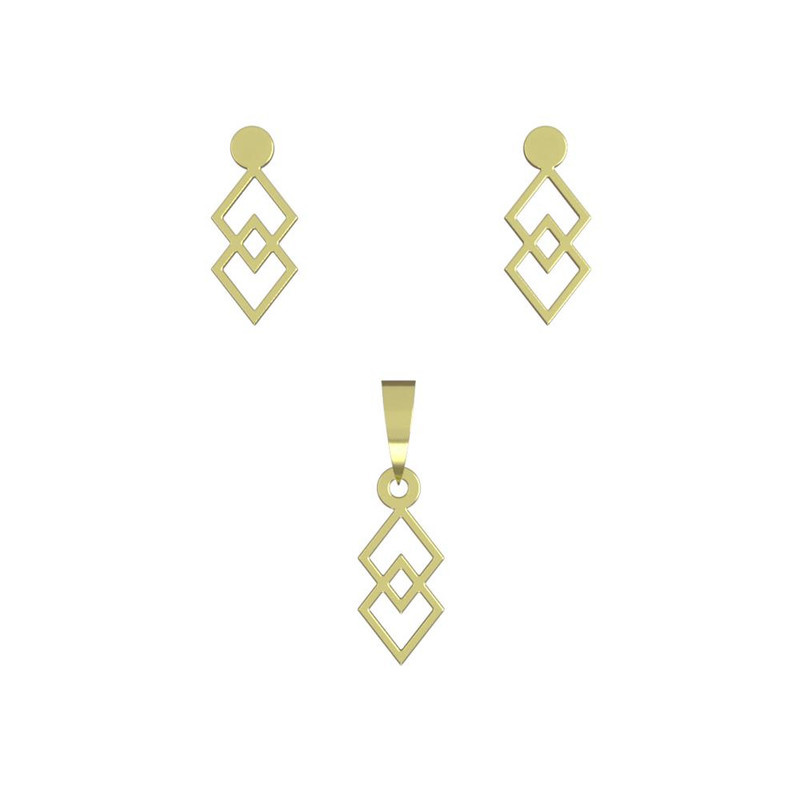 نیم ست طلا 18 عیار زنانه مدوپد مدل دو لوزی کد NA11195