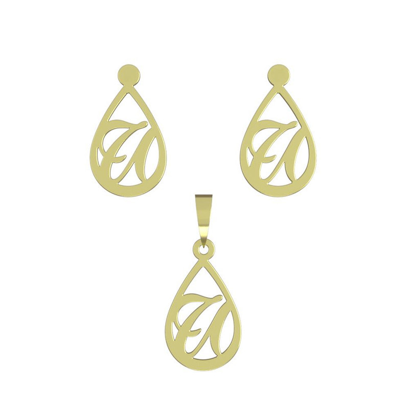 نیم ست طلا 18 عیار زنانه مدوپد مدل حرف a کد NA11244