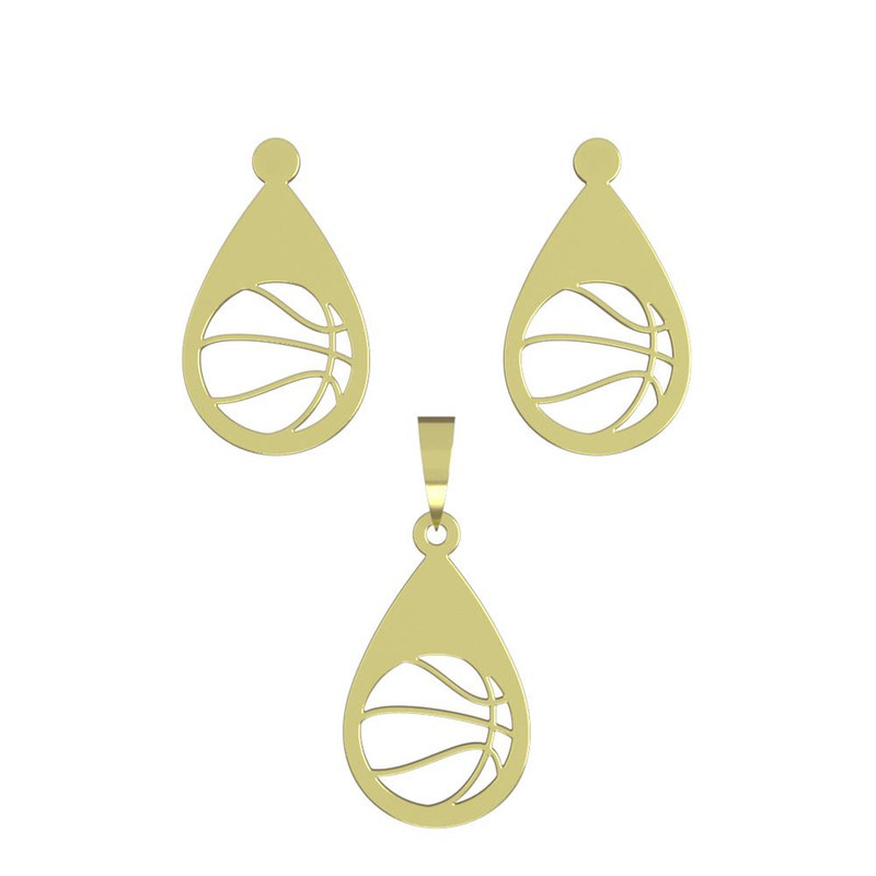 نیم ست طلا 18 عیار زنانه مدوپد مدل حرف بسکتبال کد NA11266