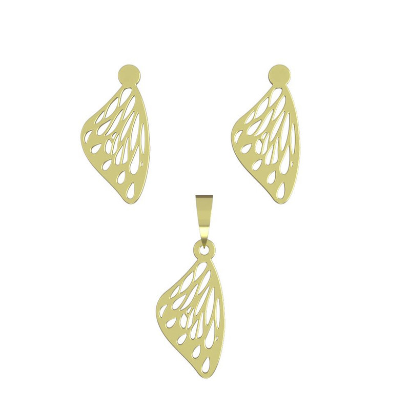 نیم ست طلا 18 عیار زنانه مدوپد مدل بال پروانه کد NA11282