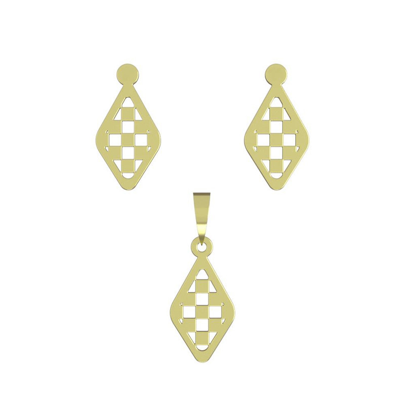 نیم ست طلا 18 عیار زنانه مدوپد مدل لوزی کد NA11296