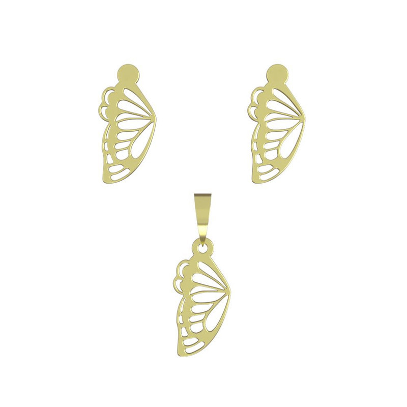 نیم ست طلا 18 عیار زنانه مدوپد مدل بال پروانه کد NA11301