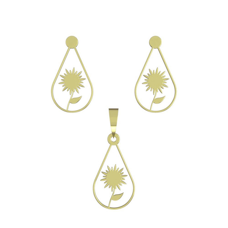 نیم ست طلا 18 عیار زنانه مدوپد مدل گل کد NA11340