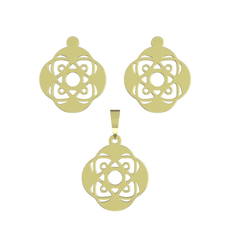 نیم ست طلا 18 عیار زنانه مدوپد مدل هندسی کد NA11342