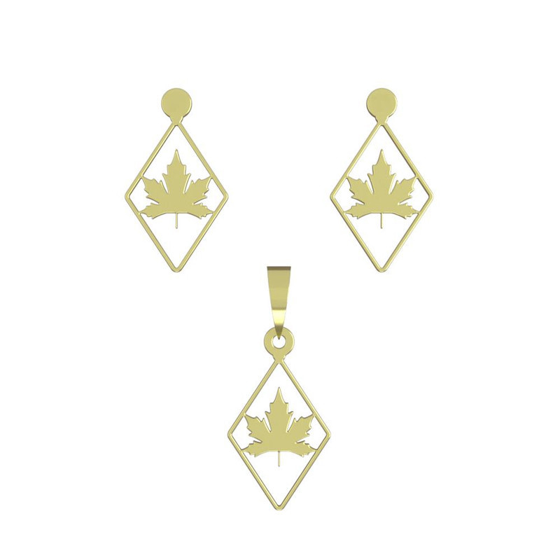 نیم ست طلا 18 عیار زنانه مدوپد مدل برگ کد NA11351