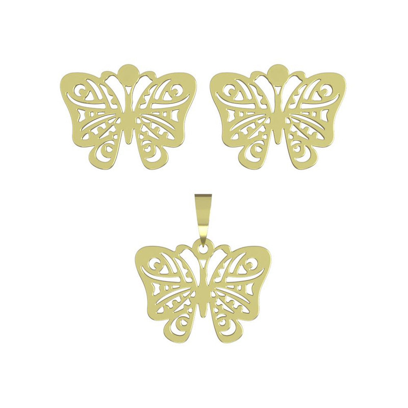 نیم ست طلا 18 عیار زنانه مدوپد مدل پروانه کد NA11356