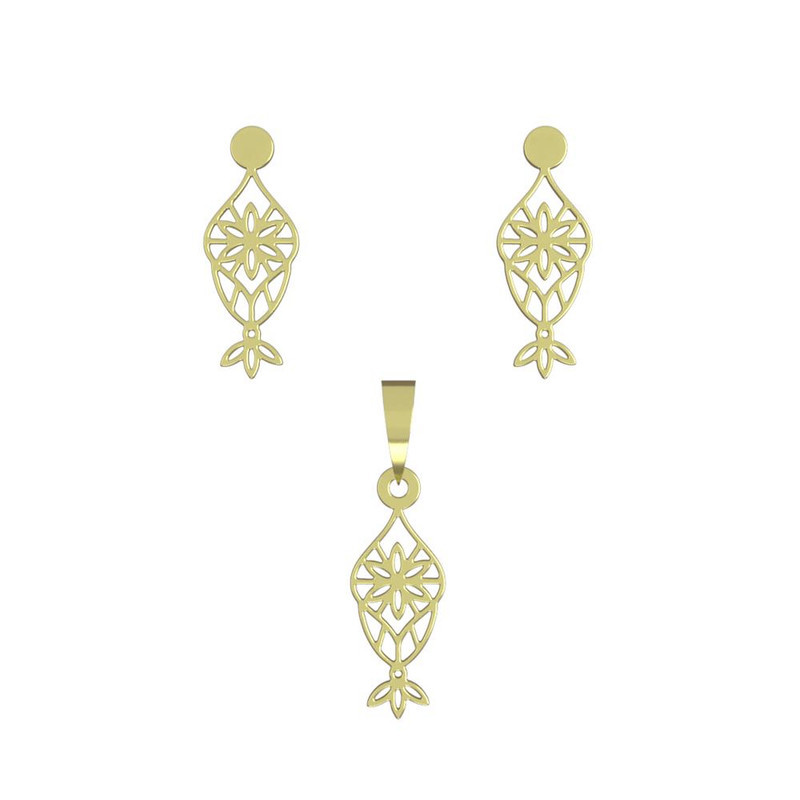 نیم ست طلا 18 عیار زنانه مدوپد مدل اسلیمی کد NA11364