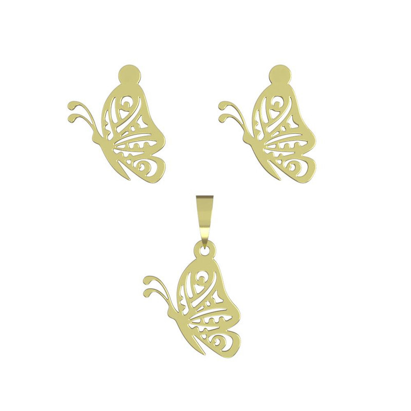 نیم ست طلا 18 عیار زنانه مدوپد مدل پروانه کد NA11392