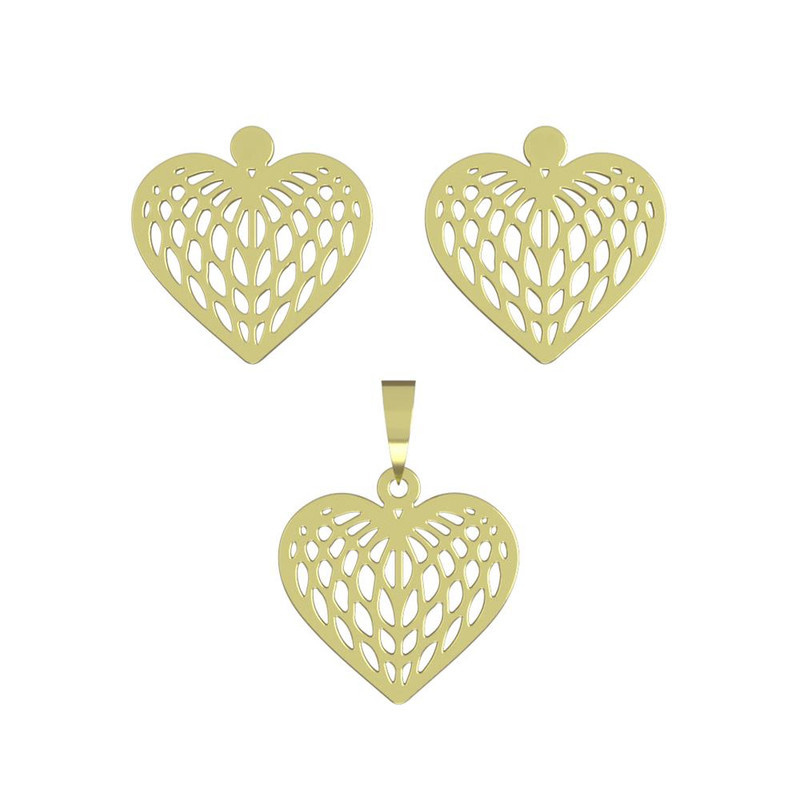 نیم ست طلا 18 عیار زنانه مدوپد مدل قلب کد NA11413