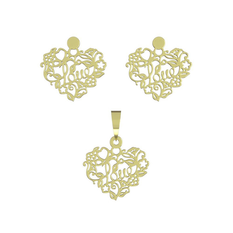 نیم ست طلا 18 عیار زنانه مدوپد مدل قلب کد NA11415
