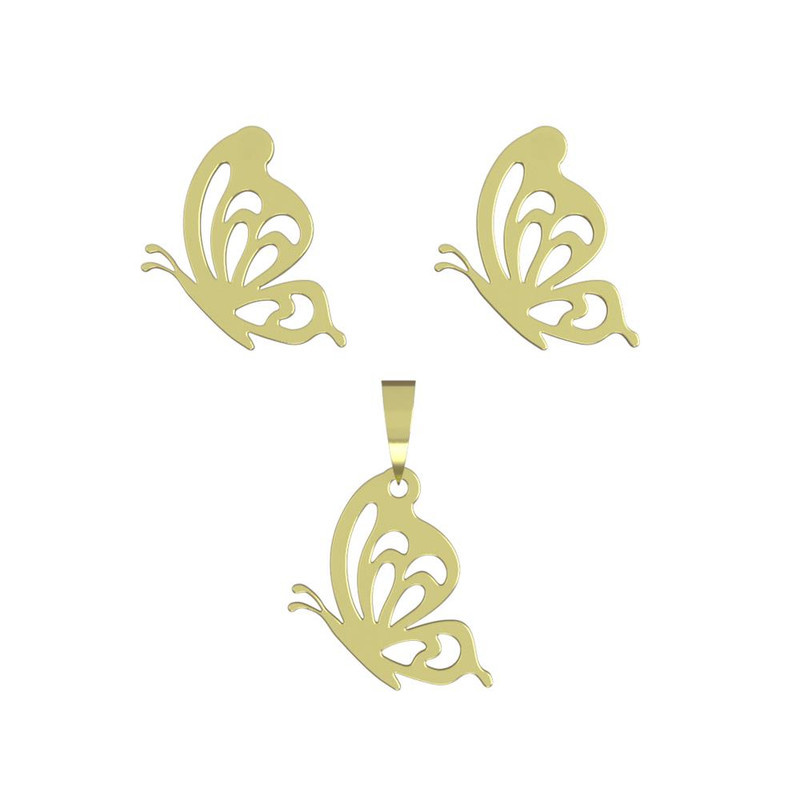 نیم ست طلا 18 عیار زنانه مدوپد مدل پروانه کد NA11418