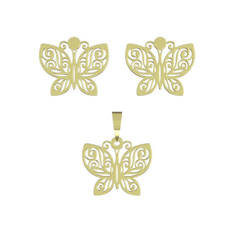 نیم ست طلا 18 عیار زنانه مدوپد مدل پروانه کد NA11420