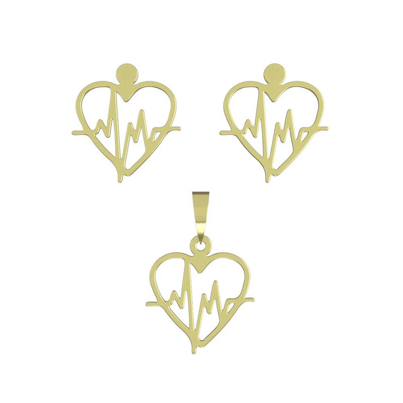 نیم ست طلا 18 عیار زنانه مدوپد مدل قلب و نبض کد NA11433