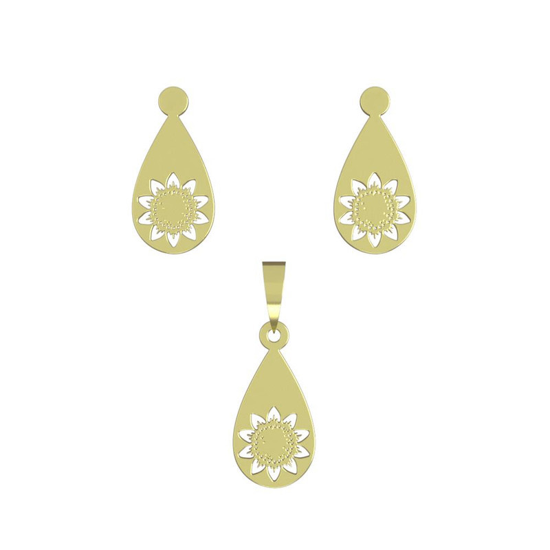 نیم ست طلا 18 عیار زنانه مدوپد مدل گل کد NA11437