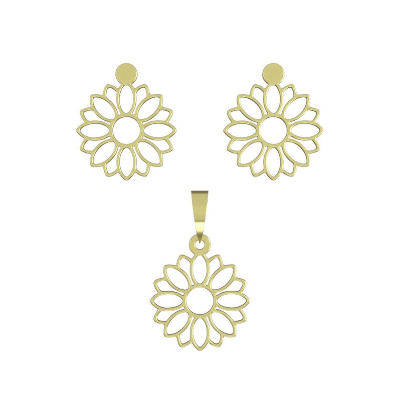 نیم ست طلا 18 عیار زنانه مدوپد مدل گل کد NA11441