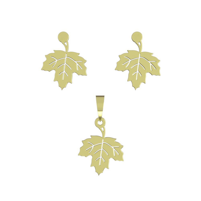 نیم ست طلا 18 عیار زنانه مدوپد مدل برگ کد NA11443