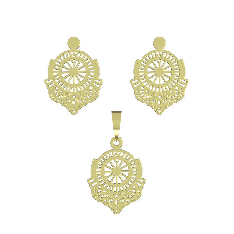 نیم ست طلا 18 عیار زنانه مدوپد مدل هندسی کد NA11451