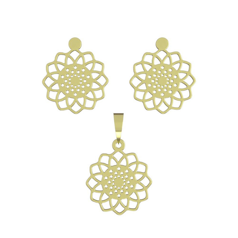 نیم ست طلا 18 عیار زنانه مدوپد مدل هندسی کد NA11452