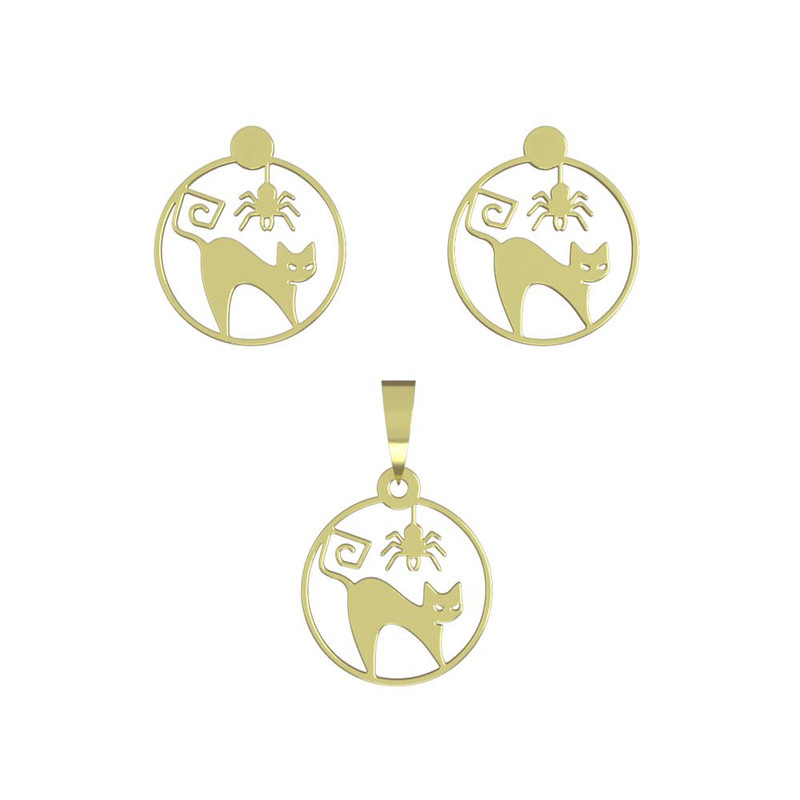 نیم ست طلا 18 عیار زنانه مدوپد مدل گربه کد NA11464