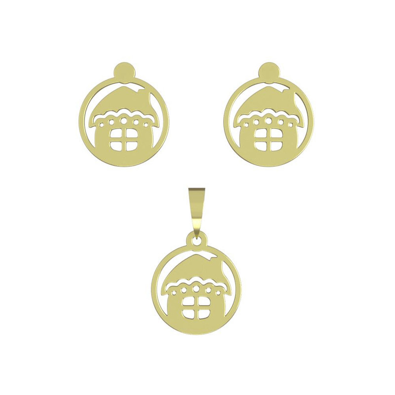 نیم ست طلا 18 عیار زنانه مدوپد مدل خانه کد NA11473