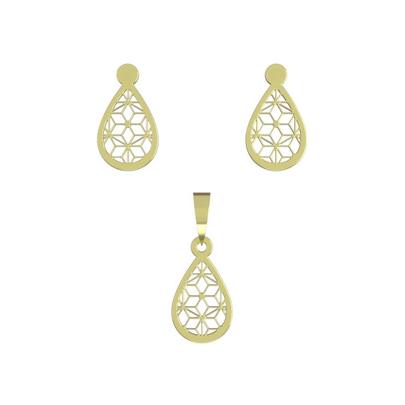 نیم ست طلا 18 عیار زنانه مدوپد مدل هندسی کد NA11483