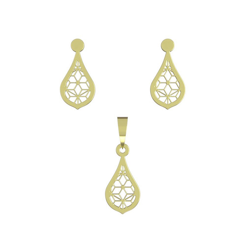 نیم ست طلا 18 عیار زنانه مدوپد مدل هندسی کد NA11484