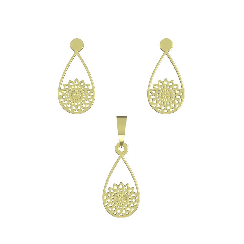 نیم ست طلا 18 عیار زنانه مدوپد مدل گل کد NA11507