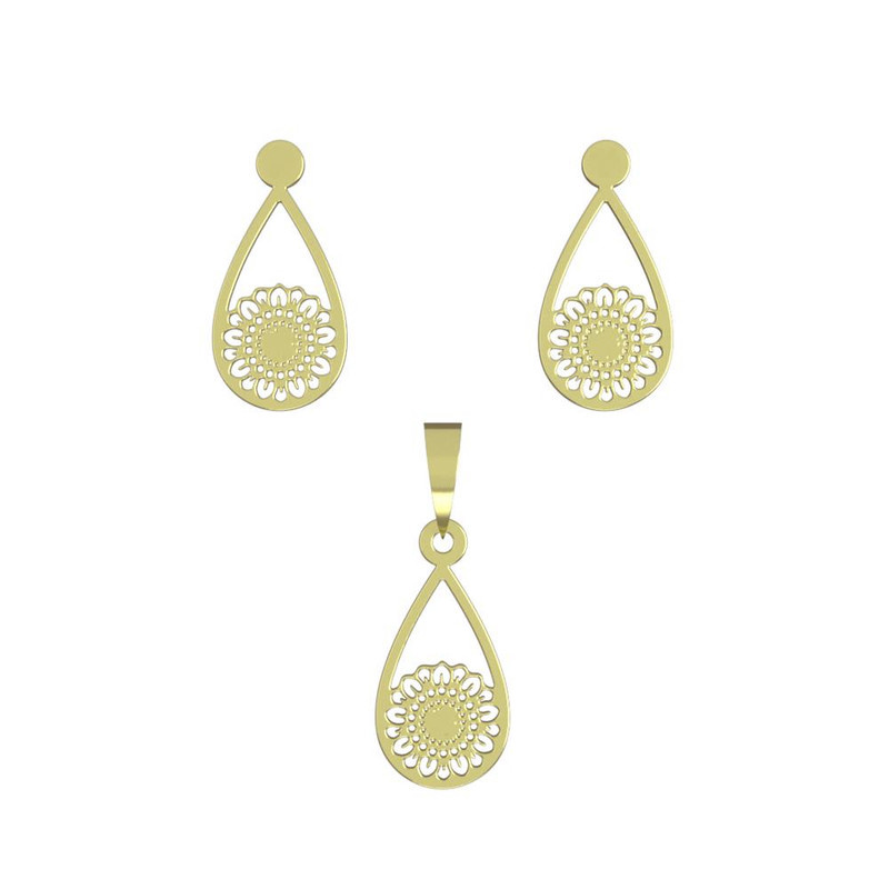 نیم ست طلا 18 عیار زنانه مدوپد مدل گل کد NA11521