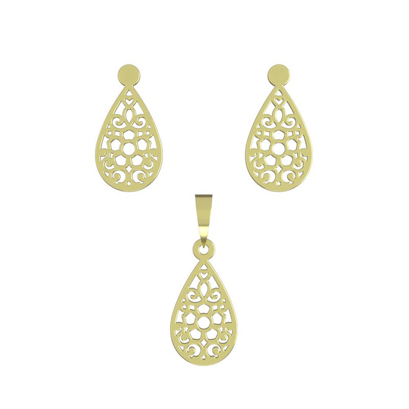 نیم ست طلا 18 عیار زنانه مدوپد مدل اشک کد NA11522