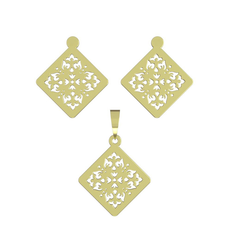 نیم ست طلا 18 عیار زنانه مدوپد مدل لوزی کد NA11523