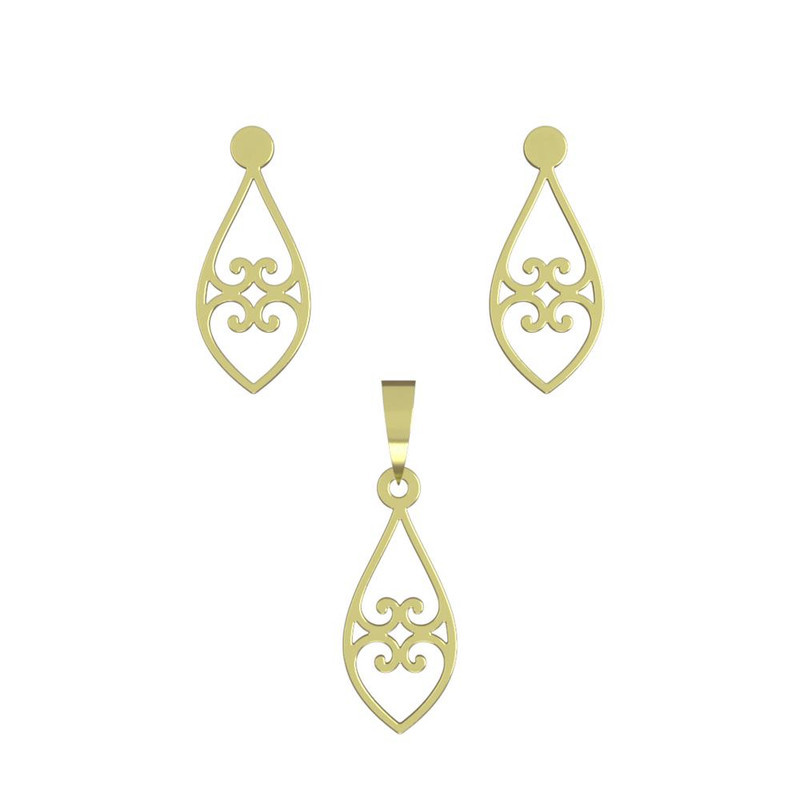 نیم ست طلا 18 عیار زنانه مدوپد مدل هندسی کد NA11530