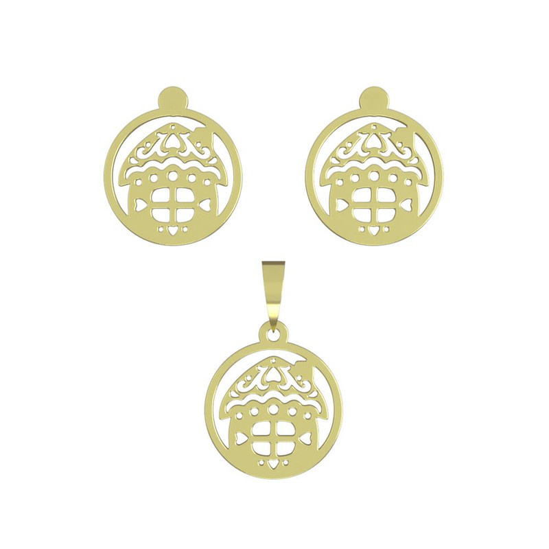 نیم ست طلا 18 عیار زنانه مدوپد مدل خانه کد NA11532