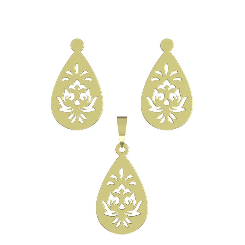 نیم ست طلا 18 عیار زنانه مدوپد مدل اشک کد NA11542