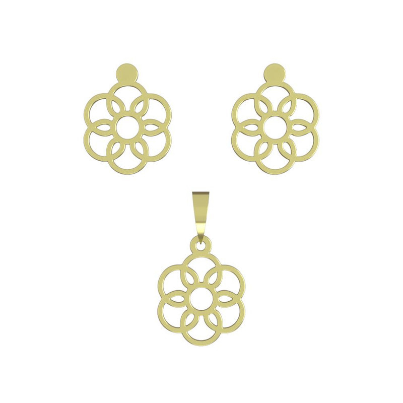 نیم ست طلا 18 عیار زنانه مدوپد مدل گل کد NA11543