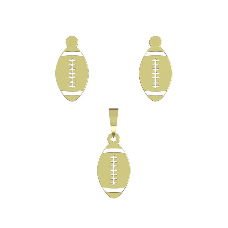 نیم ست طلا 18 عیار زنانه مدوپد مدل توپ راگبی کد NA11549